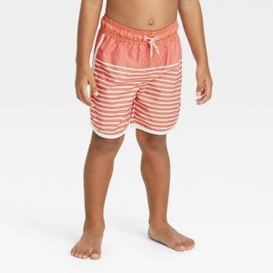Toddler Boys' Striped Swim Shorts Cat & Jack Orange 3T